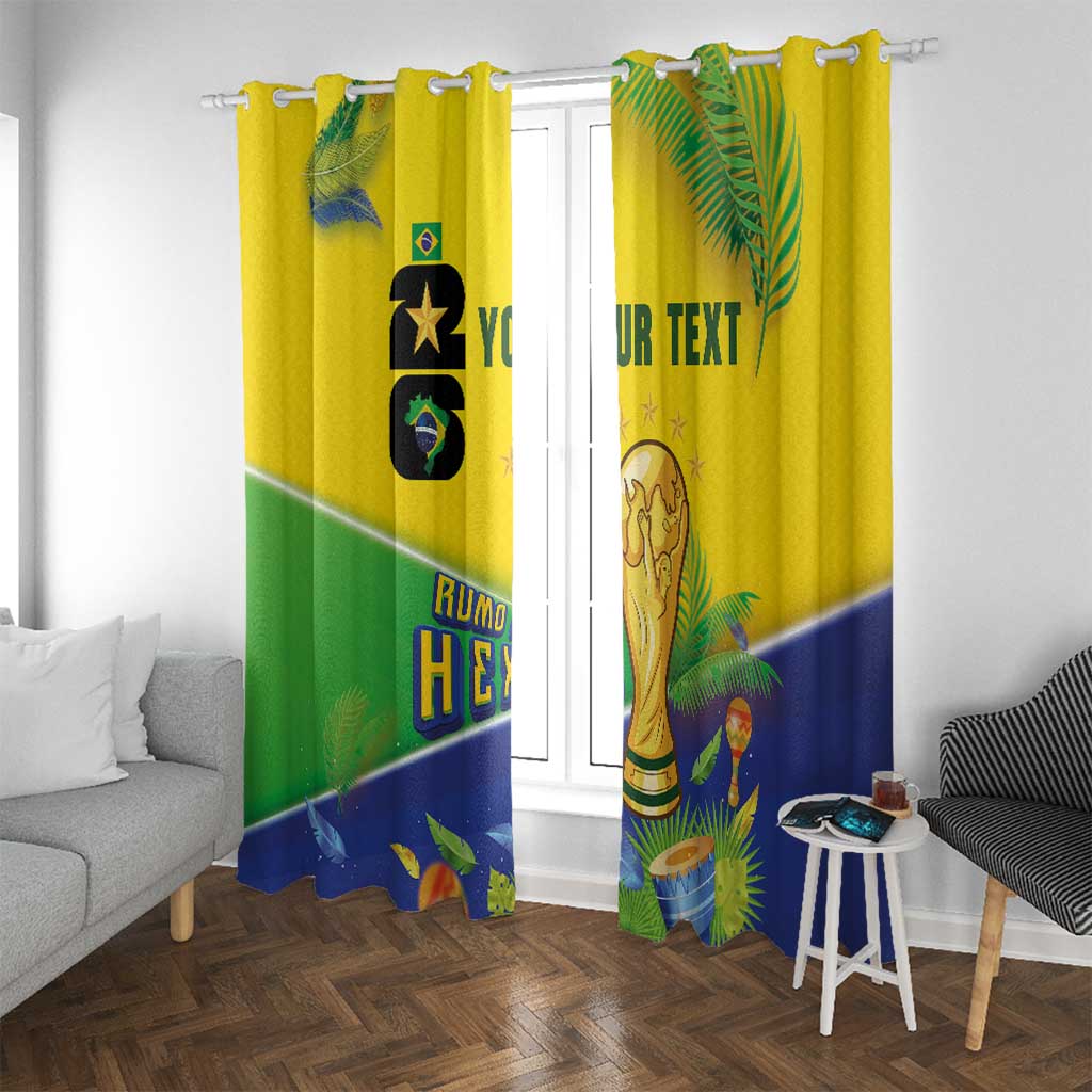 Personalized Brasil Rumo ao Hexa 26 Window Curtain World Trophy Gold Tropical Plants Carnival Style