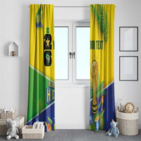 Personalized Brasil Rumo ao Hexa 26 Window Curtain World Trophy Gold Tropical Plants Carnival Style