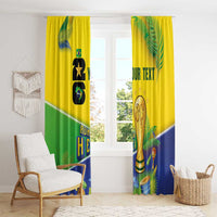 Personalized Brasil Rumo ao Hexa 26 Window Curtain World Trophy Gold Tropical Plants Carnival Style