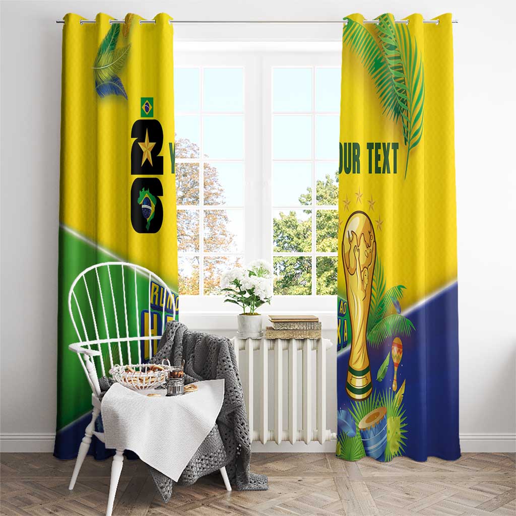 Personalized Brasil Rumo ao Hexa 26 Window Curtain World Trophy Gold Tropical Plants Carnival Style