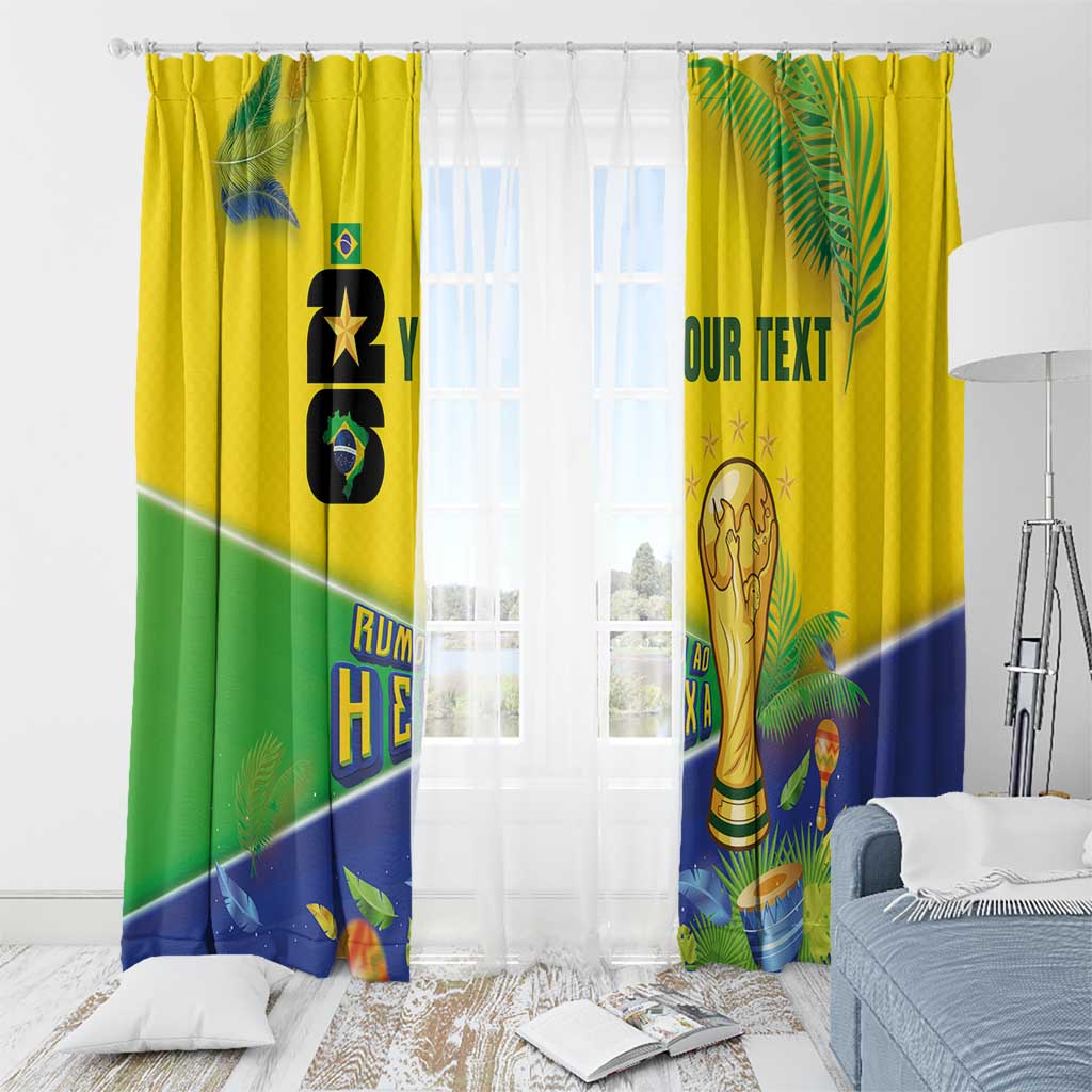 Personalized Brasil Rumo ao Hexa 26 Window Curtain World Trophy Gold Tropical Plants Carnival Style