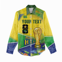 Personalized Brasil Rumo ao Hexa 26 Women Casual Shirt World Trophy Gold Tropical Plants Carnival Style