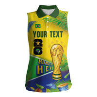 Personalized Brasil Rumo ao Hexa 26 Women Sleeveless Polo Shirt World Trophy Gold Tropical Plants Carnival Style