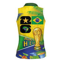 Personalized Brasil Rumo ao Hexa 26 Women Sleeveless Polo Shirt World Trophy Gold Tropical Plants Carnival Style