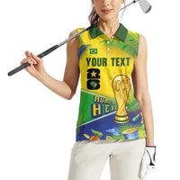 Personalized Brasil Rumo ao Hexa 26 Women Sleeveless Polo Shirt World Trophy Gold Tropical Plants Carnival Style
