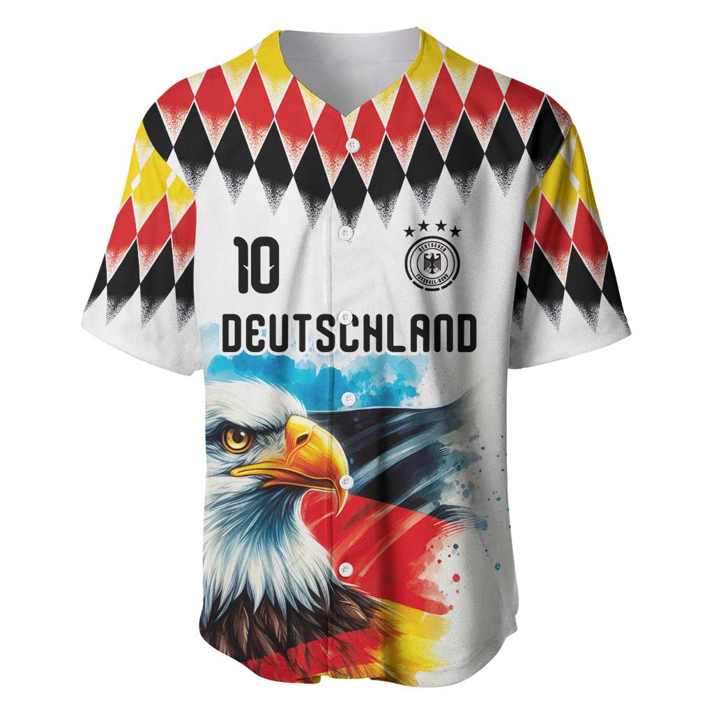 Custom Germany National Football Baseball Jersey Deutschland Eagle Argyle Heritage Watercolor Art