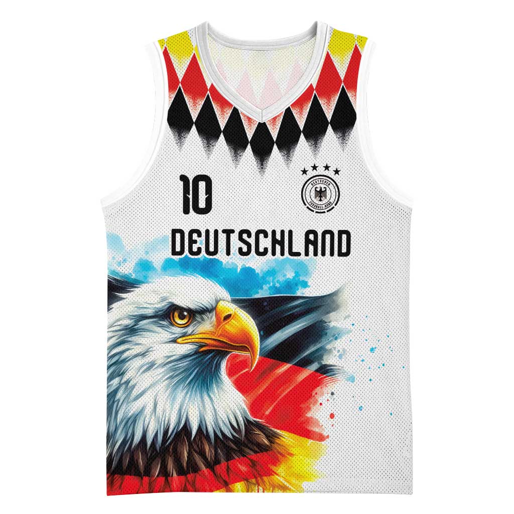 Custom Germany National Football Basketball Jersey Deutschland Eagle Argyle Heritage Watercolor Art