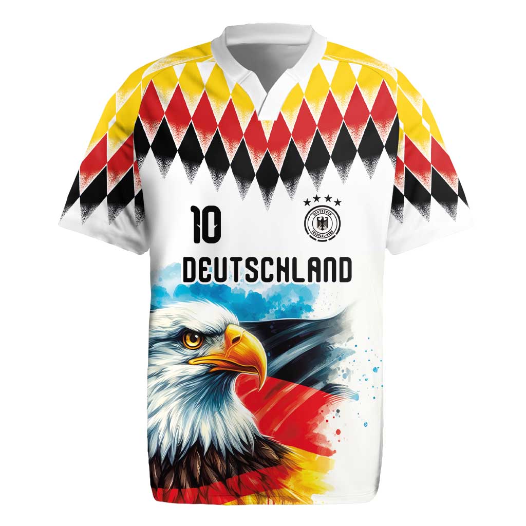 Custom Germany National Football Rugby Jersey Deutschland Eagle Argyle Heritage Watercolor Art