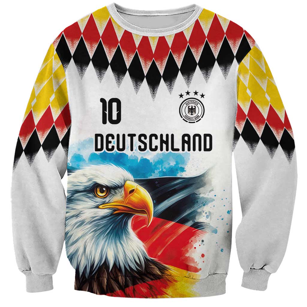 Custom Germany National Football Sweatshirt Deutschland Eagle Argyle Heritage Watercolor Art