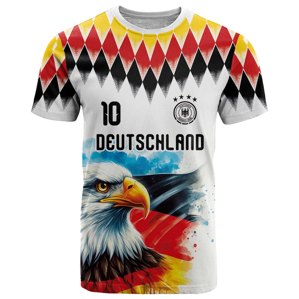 Custom Germany National Football T Shirt Deutschland Eagle Argyle Heritage Watercolor Art