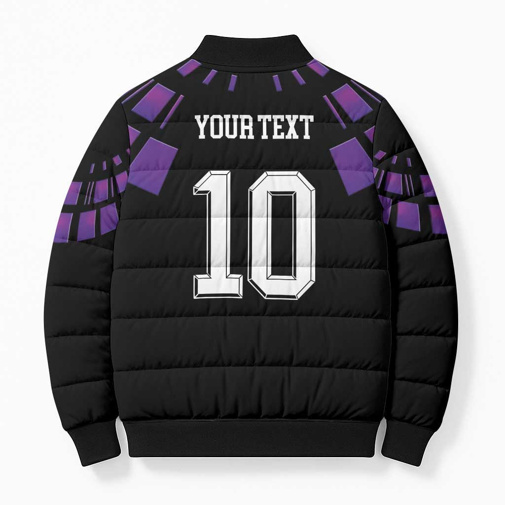 Custom Uruguay National Football Bomber Puffer Jacket La Celeste South America Wildcat Neon Graphic