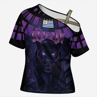 Custom Uruguay National Football Cross Shoulder Shirt La Celeste South America Wildcat Neon Graphic