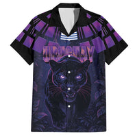 Custom Uruguay National Football Hawaiian Shirt La Celeste South America Wildcat Neon Graphic
