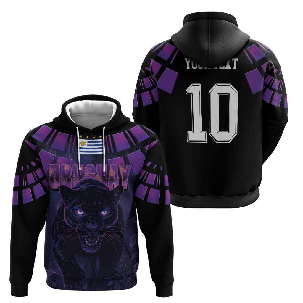 Custom Uruguay National Football Hoodie La Celeste South America Wildcat Neon Graphic