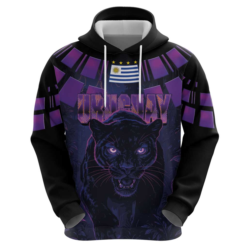 Custom Uruguay National Football Hoodie La Celeste South America Wildcat Neon Graphic
