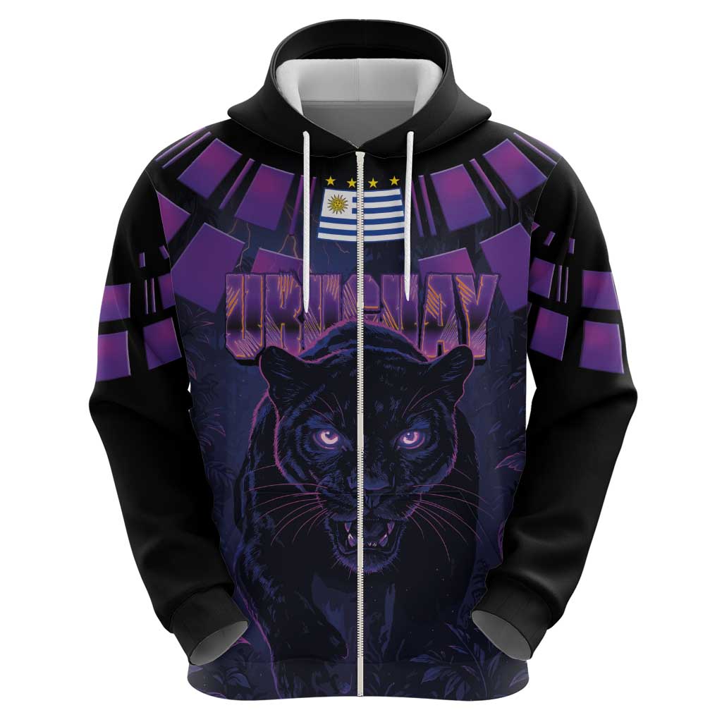 Custom Uruguay National Football Hoodie La Celeste South America Wildcat Neon Graphic