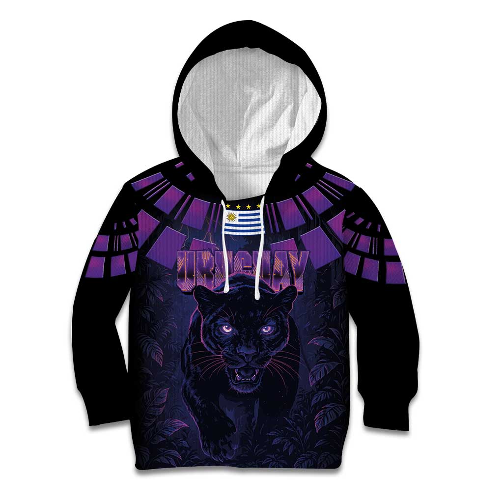 Custom Uruguay National Football Kid Hoodie La Celeste South America Wildcat Neon Graphic