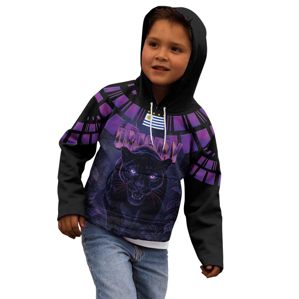 Custom Uruguay National Football Kid Hoodie La Celeste South America Wildcat Neon Graphic