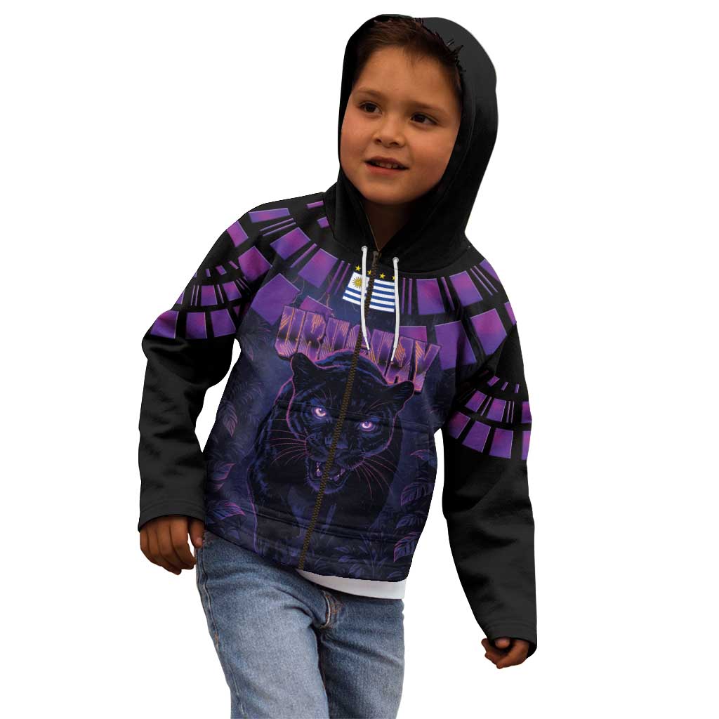 Custom Uruguay National Football Kid Hoodie La Celeste South America Wildcat Neon Graphic