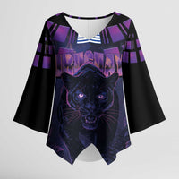 Custom Uruguay National Football Kimono Sleeve Blouse La Celeste South America Wildcat Neon Graphic