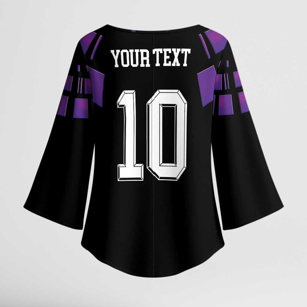 Custom Uruguay National Football Kimono Sleeve Blouse La Celeste South America Wildcat Neon Graphic