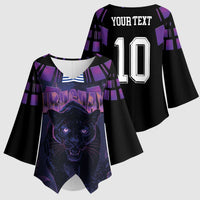 Custom Uruguay National Football Kimono Sleeve Blouse La Celeste South America Wildcat Neon Graphic