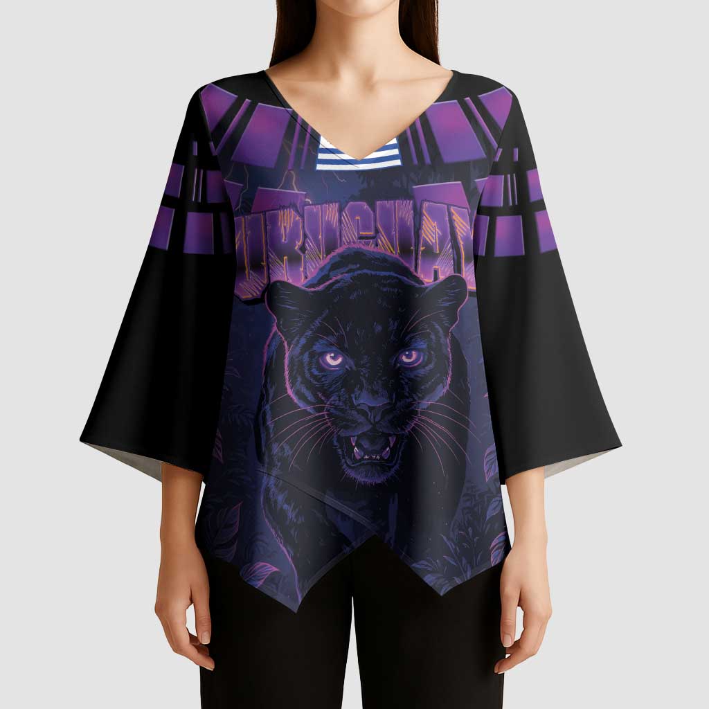 Custom Uruguay National Football Kimono Sleeve Blouse La Celeste South America Wildcat Neon Graphic
