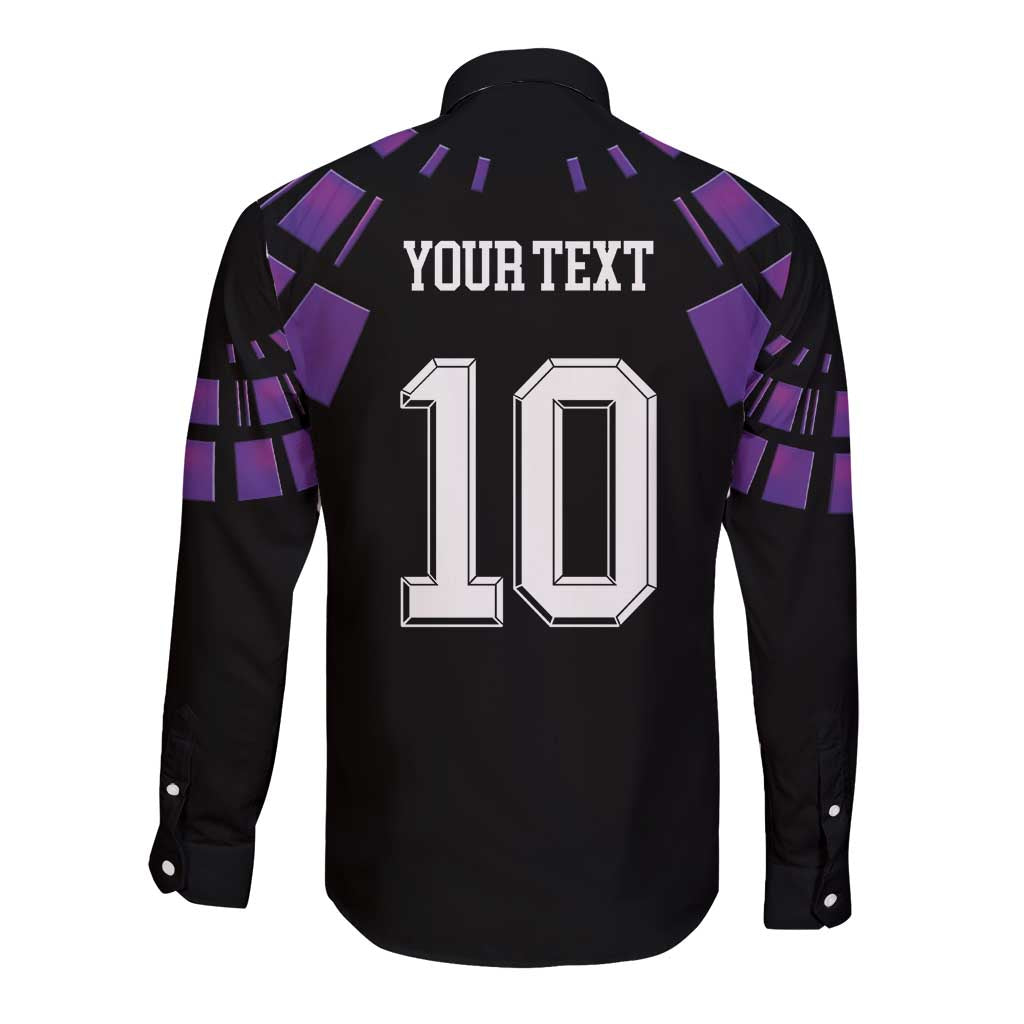 Custom Uruguay National Football Long Sleeve Button Shirt La Celeste South America Wildcat Neon Graphic