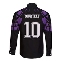 Custom Uruguay National Football Long Sleeve Button Shirt La Celeste South America Wildcat Neon Graphic