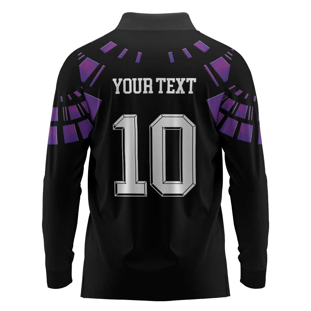 Custom Uruguay National Football Long Sleeve Polo Shirt La Celeste South America Wildcat Neon Graphic