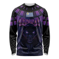 Custom Uruguay National Football Long Sleeve Shirt La Celeste South America Wildcat Neon Graphic