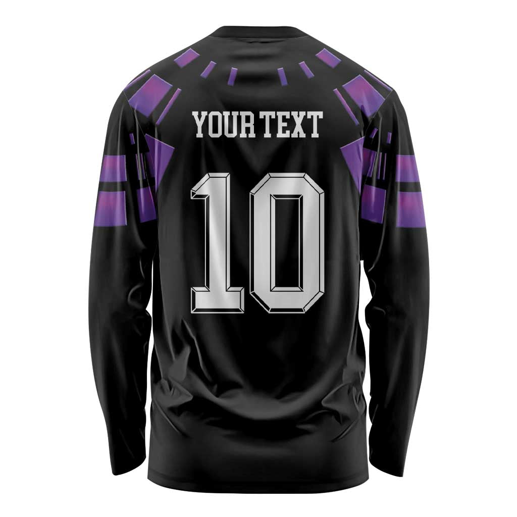 Custom Uruguay National Football Long Sleeve Shirt La Celeste South America Wildcat Neon Graphic