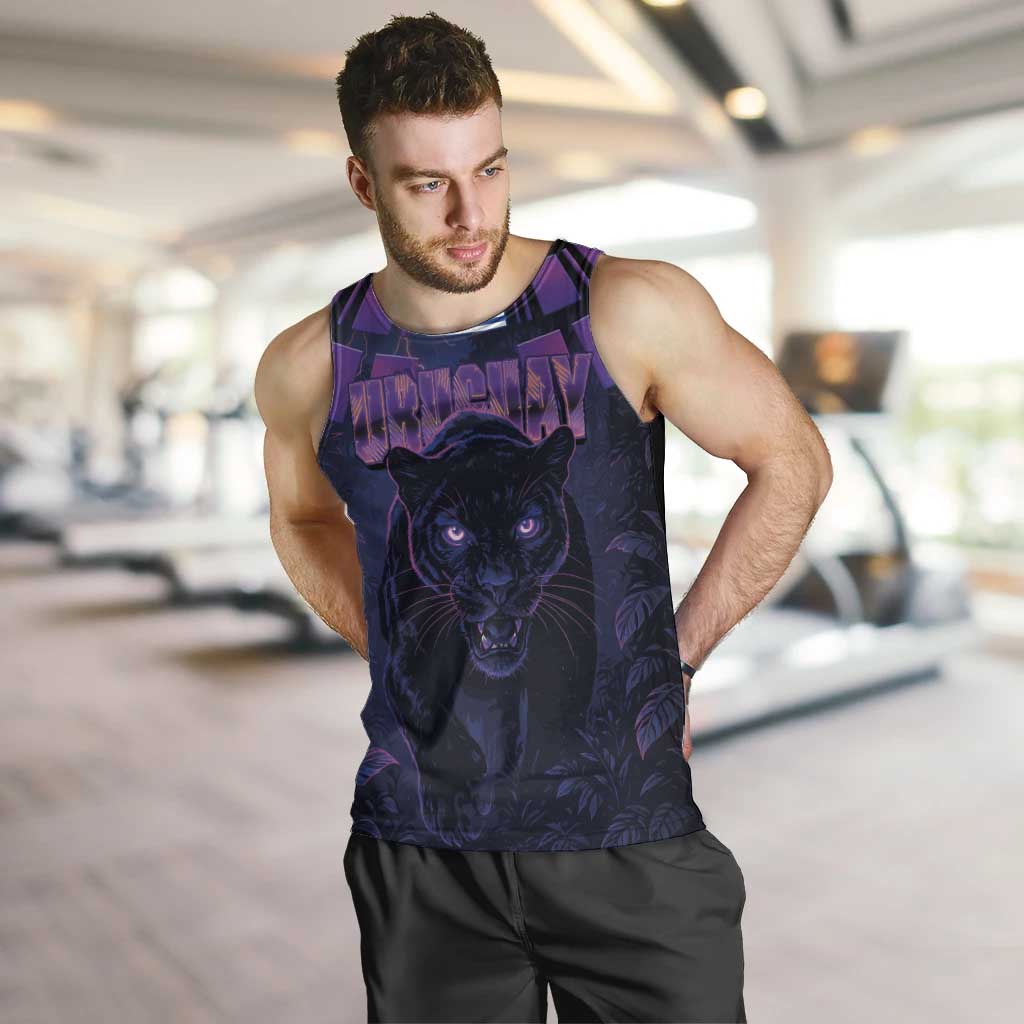 Custom Uruguay National Football Men Tank Top La Celeste South America Wildcat Neon Graphic