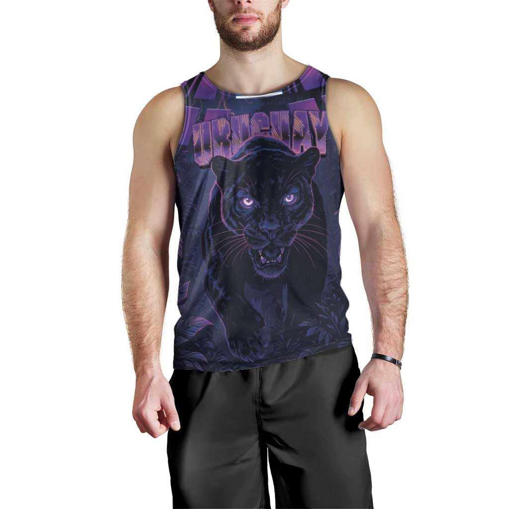 Custom Uruguay National Football Men Tank Top La Celeste South America Wildcat Neon Graphic