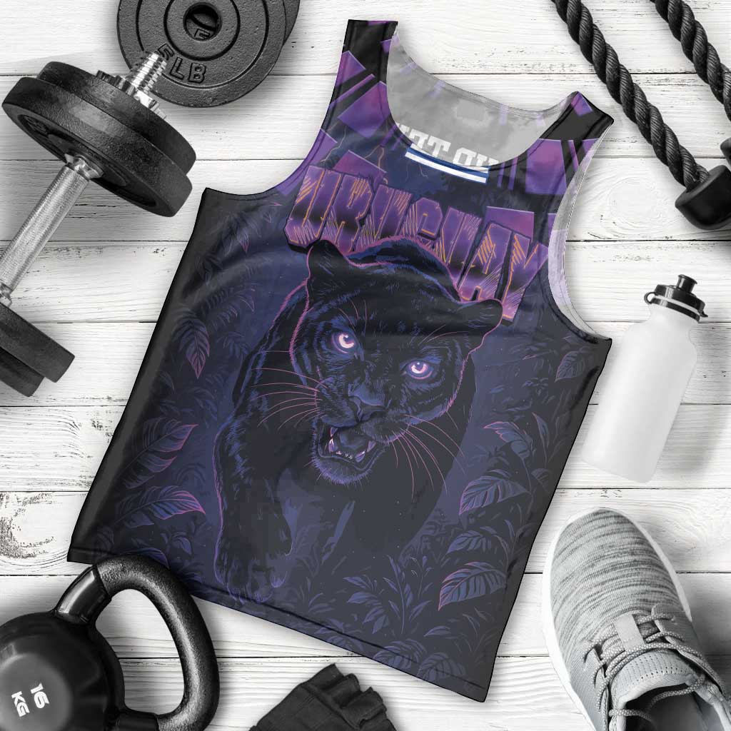 Custom Uruguay National Football Men Tank Top La Celeste South America Wildcat Neon Graphic
