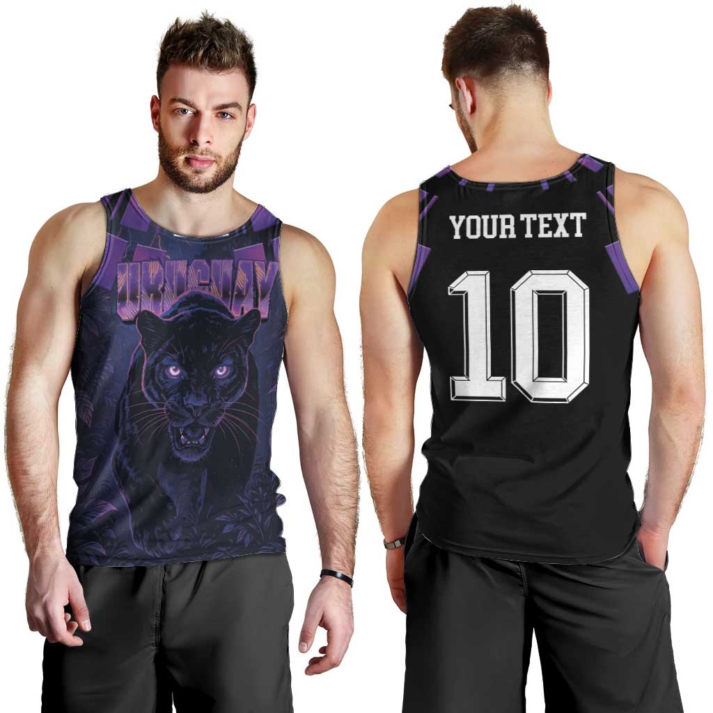 Custom Uruguay National Football Men Tank Top La Celeste South America Wildcat Neon Graphic