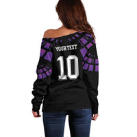 Custom Uruguay National Football Off Shoulder Sweater La Celeste South America Wildcat Neon Graphic