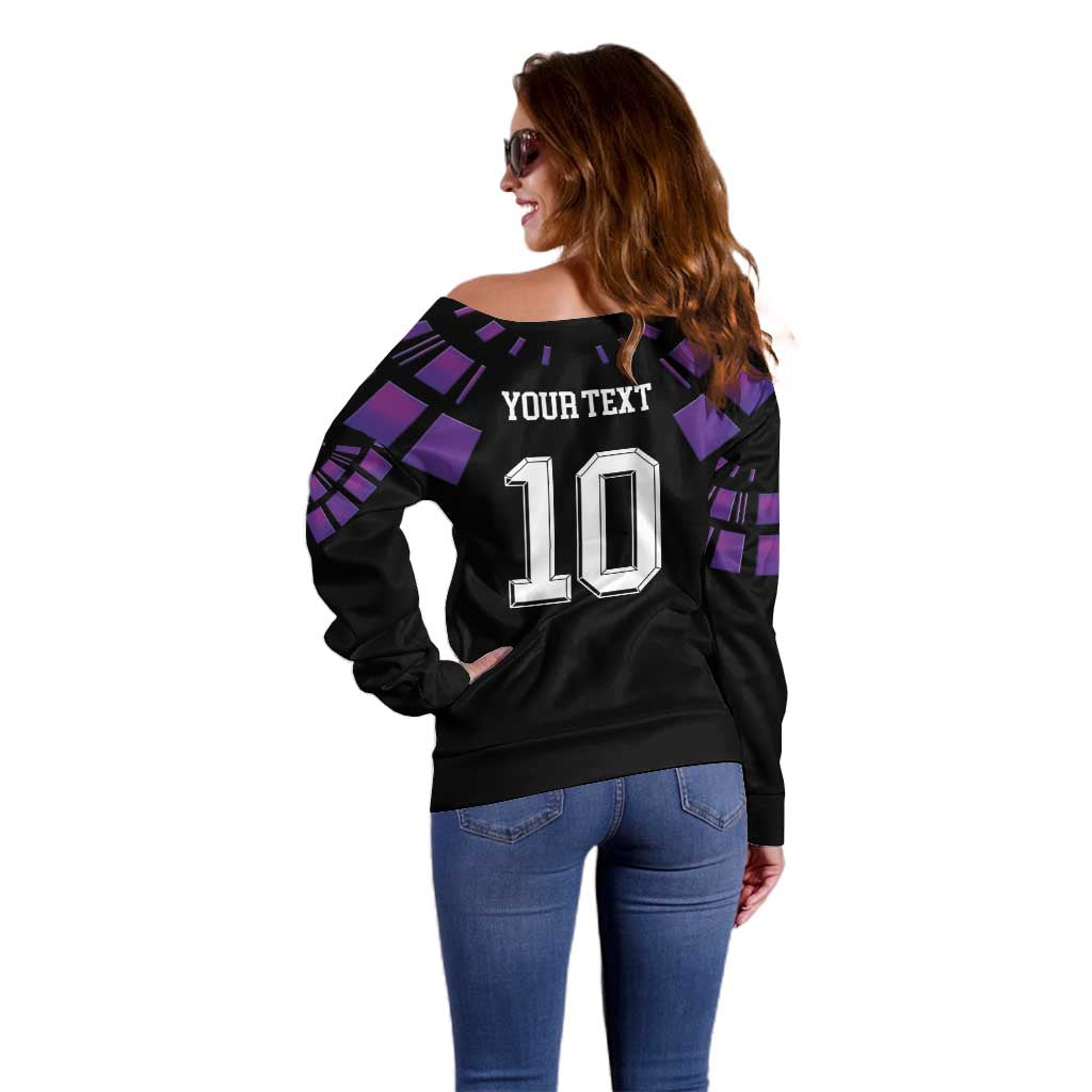Custom Uruguay National Football Off Shoulder Sweater La Celeste South America Wildcat Neon Graphic