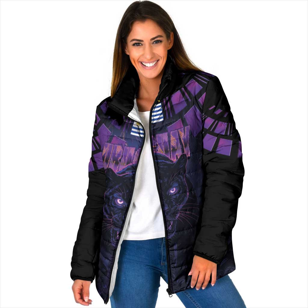 Custom Uruguay National Football Padded Jacket La Celeste South America Wildcat Neon Graphic