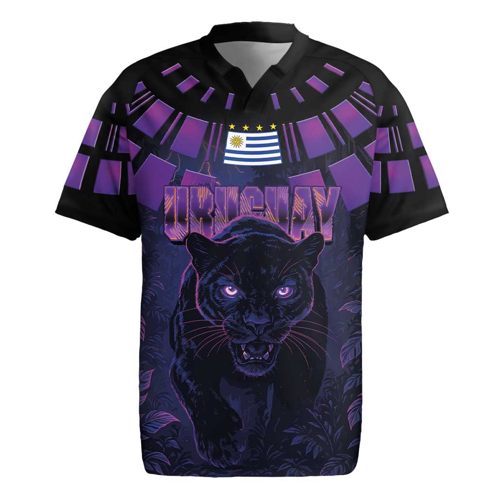 Custom Uruguay National Football Rugby Jersey La Celeste South America Wildcat Neon Graphic