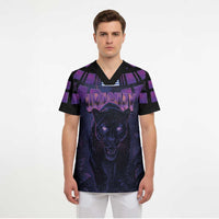 Custom Uruguay National Football Scrub Top La Celeste South America Wildcat Neon Graphic