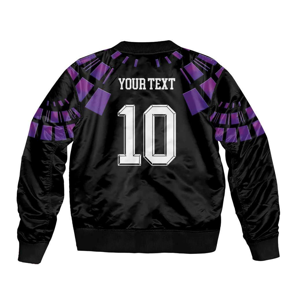 Custom Uruguay National Football Sleeve Zip Bomber Jacket La Celeste South America Wildcat Neon Graphic