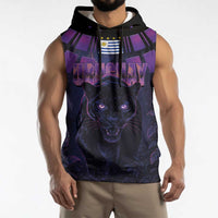 Custom Uruguay National Football Sleeveless Hoodie La Celeste South America Wildcat Neon Graphic