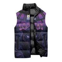 Custom Uruguay National Football Sleeveless Puffer Jacket La Celeste South America Wildcat Neon Graphic