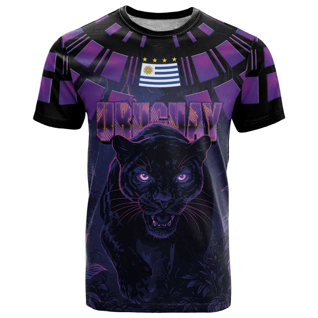 Custom Uruguay National Football T Shirt La Celeste South America Wildcat Neon Graphic