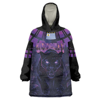 Custom Uruguay National Football Wearable Blanket Hoodie La Celeste South America Wildcat Neon Graphic