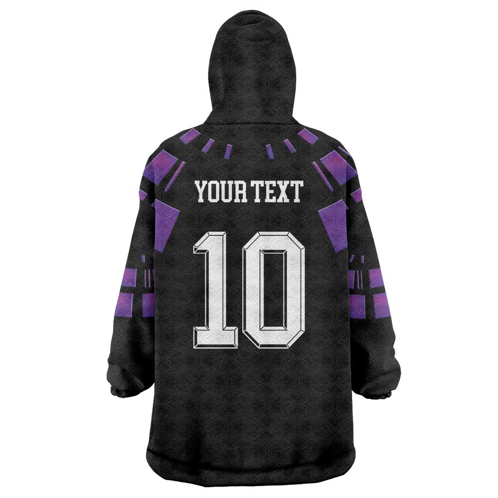 Custom Uruguay National Football Wearable Blanket Hoodie La Celeste South America Wildcat Neon Graphic