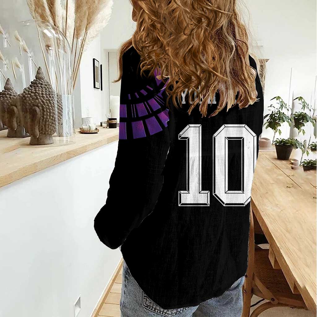 Custom Uruguay National Football Women Casual Shirt La Celeste South America Wildcat Neon Graphic