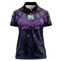 Custom Uruguay National Football Women Polo Shirt La Celeste South America Wildcat Neon Graphic