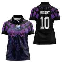 Custom Uruguay National Football Women Polo Shirt La Celeste South America Wildcat Neon Graphic